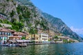 Limone sul Garda - harbour village at Lake Garda with beautiful mountain scenery, Italy - travel destination Royalty Free Stock Photo