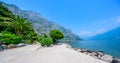 Limone sul Garda - harbour village at Lake Garda with beautiful mountain scenery, Italy - travel destination Royalty Free Stock Photo