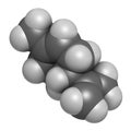 Limonene D-limonene citrus scent molecule. 3D rendering. Atoms are represented as spheres with conventional color coding:
