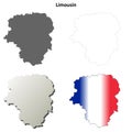 Limousin blank detailed outline map set