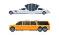 Limousine as Long Wheelbase Luxury Urban Transport Vector Set