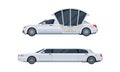 Limousine as Long Wheelbase Luxury Urban Transport Vector Set