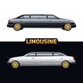 Limousine Auto Two Banners Set Royalty Free Stock Photo