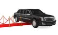 Limousine Car with a Red Carpet Isolated