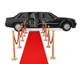 Limousine Car with a Red Carpet Isolated