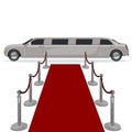 Limousine and red carpet concept, flat design, vector illustration Royalty Free Stock Photo