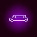 limousine side outline icon in neon style. Elements of car repair illustration in neon style icon. Signs and symbols can be used