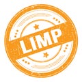 LIMP text on orange round grungy stamp