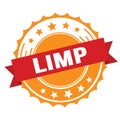 LIMP text on red orange ribbon stamp