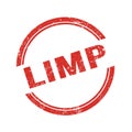 LIMP text written on red grungy round stamp