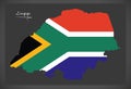 Limpopo South Africa map with national flag