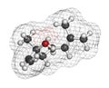 Linalool scent molecule. 3D rendering. Atoms are represented as spheres with conventional color coding: hydrogen (white), carbon (