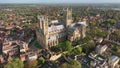 Aerial View of Lincoln City Cathedral in England