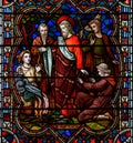 Stained Glass of Lincoln Cathedral Close up M Royalty Free Stock Photo