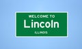 Lincoln, Illinois city limit sign. Town sign from the USA.