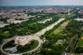 The Lincoln Memoral and the Washington Monument on the national mall as seen from the sky in Washington DC Royalty Free Stock Photo