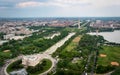 The Lincoln Memoral and the Washington Monument on the national mall as seen from the sky in Washington DC Royalty Free Stock Photo