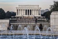 The Lincoln Memorial with the fountains from the WWII memorial in the forground. Royalty Free Stock Photo