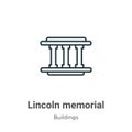 Lincoln memorial outline vector icon. Thin line black lincoln memorial icon, flat vector simple element illustration from editable Royalty Free Stock Photo