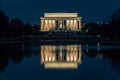 The Lincoln Memorial And Reflecting Pool At Night, At The National Mall In Washington, DC