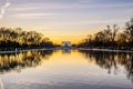 Lincoln Memorial and Reflecting Pool at Sunset in Washington DC, USA. Beautiful Sky Colors Royalty Free Stock Photo