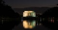 The Lincoln Memorial and the Reflecting Pool in Washington illum Royalty Free Stock Photo