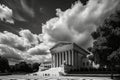 The Lincoln Memorial in Washington DC, USA. Black and white. A vintage supreme court outside view with a blue sky, AI Generated Royalty Free Stock Photo