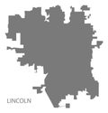 Lincoln Nebraska city map grey illustration silhouette Royalty Free Stock Photo