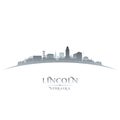 Lincoln Nebraska city silhouette white background