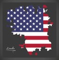 Lincoln Nebraska map with American national flag illustration Royalty Free Stock Photo