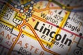 Lincoln, Nebraska on map Royalty Free Stock Photo