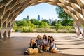 Lincoln park , One of the biggest and most beautiful park in Chicago before sunset , Illinois , United States of America