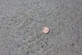 Lincoln Penny laying on cement. Royalty Free Stock Photo