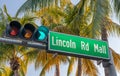 Lincoln Road Mall street sign. It is a famous road of Miami Beach Royalty Free Stock Photo
