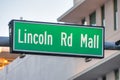 Lincoln Road Mall street sign in Miami Beach Royalty Free Stock Photo