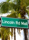 Lincoln Road Mall street sign in Miami Beach Royalty Free Stock Photo