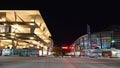 1111 Lincoln Road parking structure and Regal South Beach cinema in Miami Beach, Florida at night. Royalty Free Stock Photo
