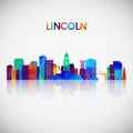 Lincoln skyline silhouette in colorful geometric style. Royalty Free Stock Photo
