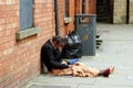 Homeless beggar in Lincoln, England