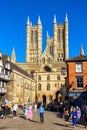 Lincoln Cathedral and Medieval Tudor half-timbered house in Lincoln, UK