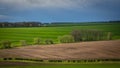 A scenic springtime view of the Lincolnshire Wolds.