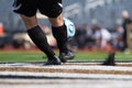 Lincolnway High School Soccer Goalie kicking Royalty Free Stock Photo