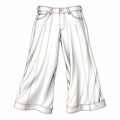Elegant White Jeans Drawing With Detailed Line Work