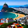 Linda IlustraÃ§Ã£o das Praias do Rio de Janeiro Royalty Free Stock Photo