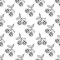 Linden hand drawn seamless pattern. Linden texture endless background. Plant vector icons