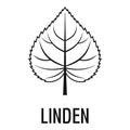 Linden leaf icon, simple black style