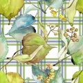 Linden leaves pattern in a watercolor style. Royalty Free Stock Photo