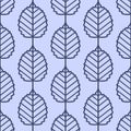 Linden leaves seamless vector pattern. Vintage style and colors (blue).