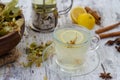 Linden and linden tea. Herbal tea made from linden. Detox herbal tea