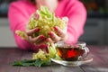 Linden tree flowers used for tea from sore throat Royalty Free Stock Photo